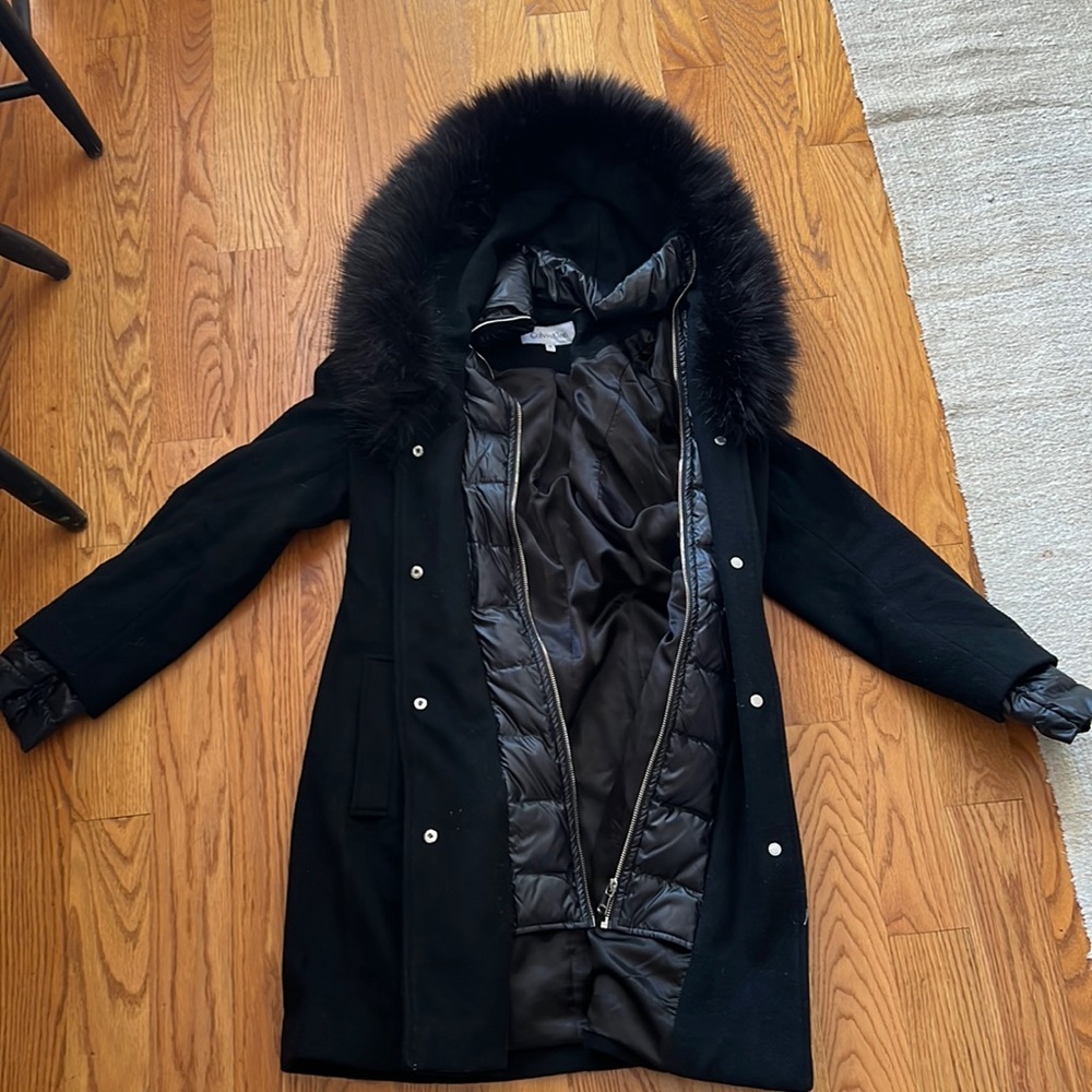Calvin Klein winter coat!! Faux fur and lined for a luscious experience :)